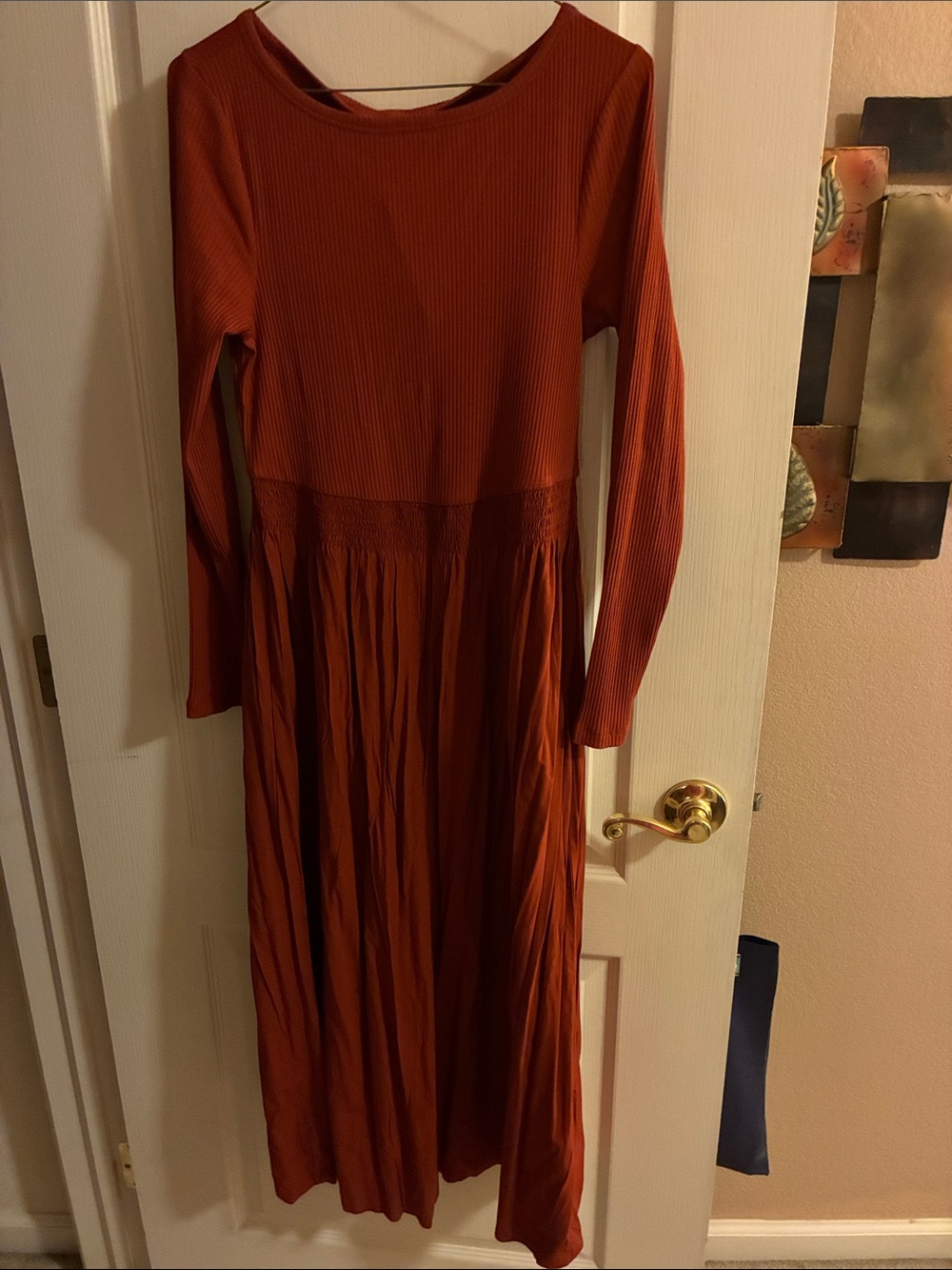 Market & Spruce Long-Sleeve Maxi Dress in Rust Orange
